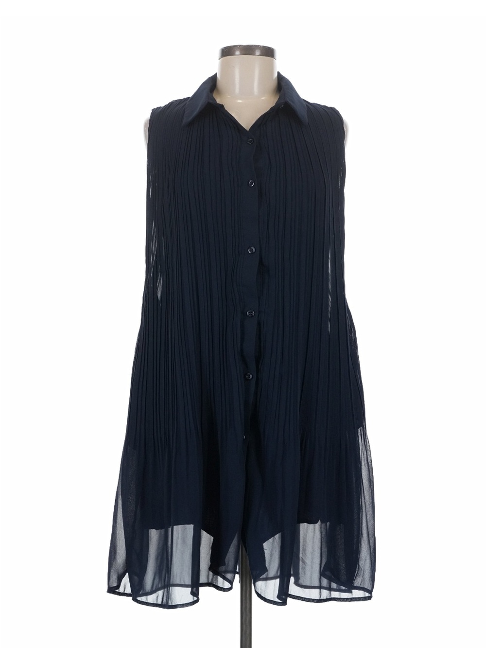 Joie Navy Pleated Sleeveless Button-Front Dress NWT Small
